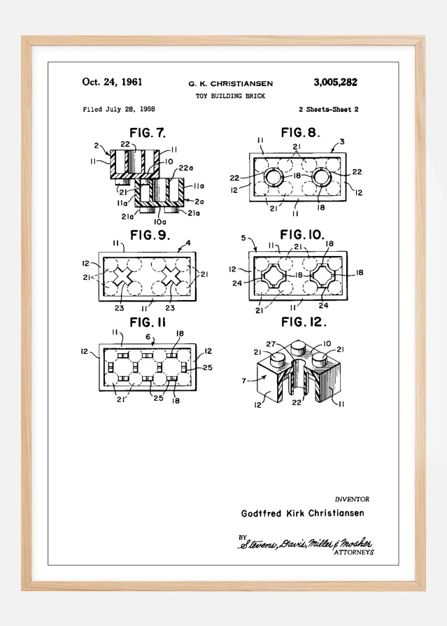 Bildverkstad Patent Print - Lego Block II - White Poster