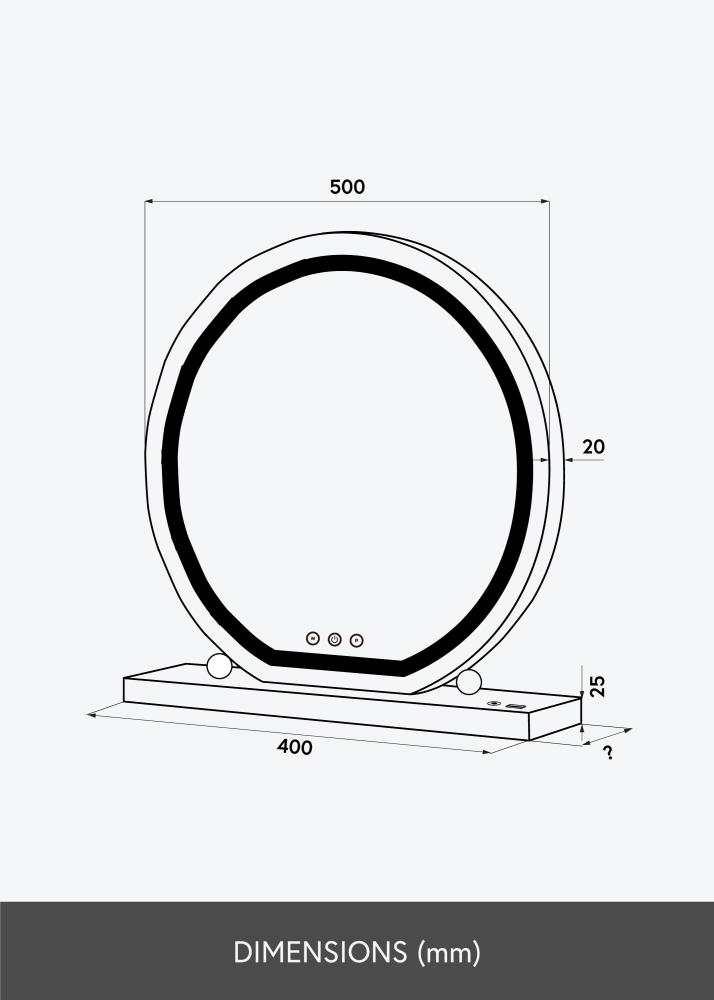 KAILA KAILA Make-up spiegel Round LED Zwart 50 cm Ø