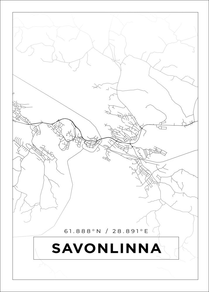 Bildverkstad Map - Savonlinna - White Poster