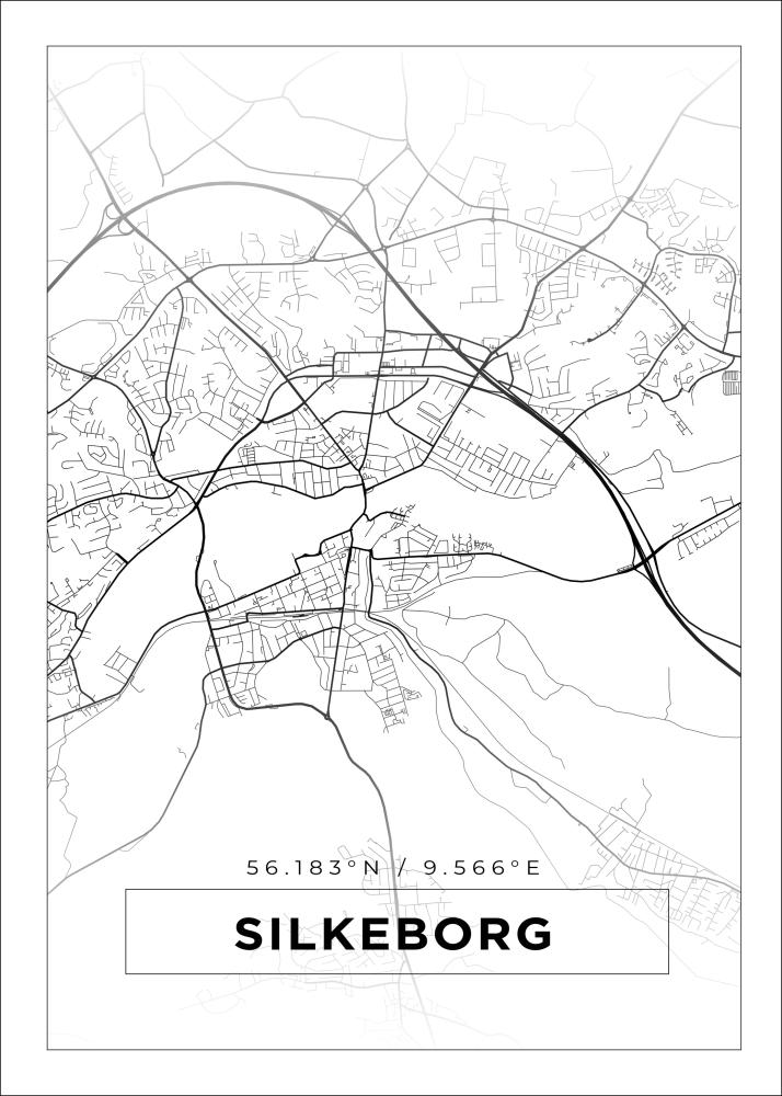 Bildverkstad Map - Silkeborg - White Poster