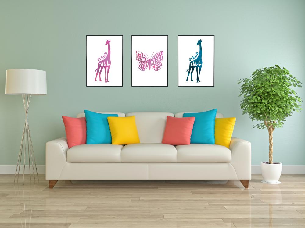 Bildverkstad Giraffe stand tall - Pink Poster