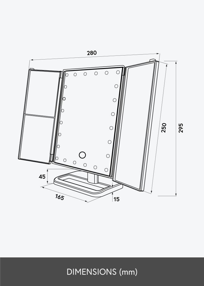 KAILA KAILA Make-up spiegel Tri-Fold Magnifying Zwart 20x30 cm