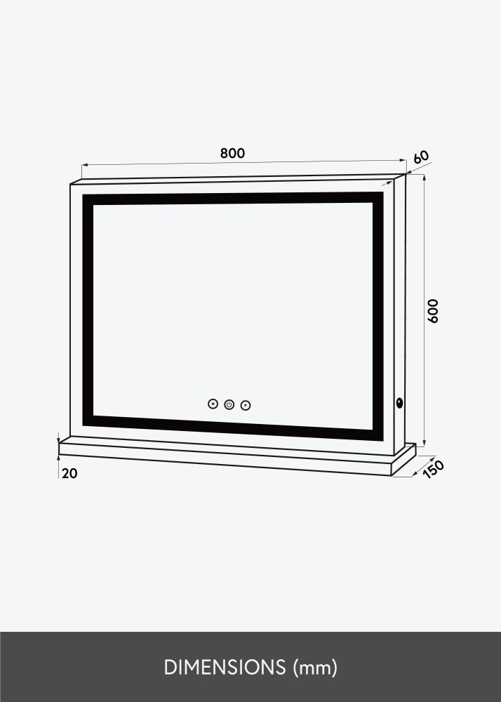 KAILA KAILA Make-up spiegel Base Horisontal LED Wit 80x60 cm