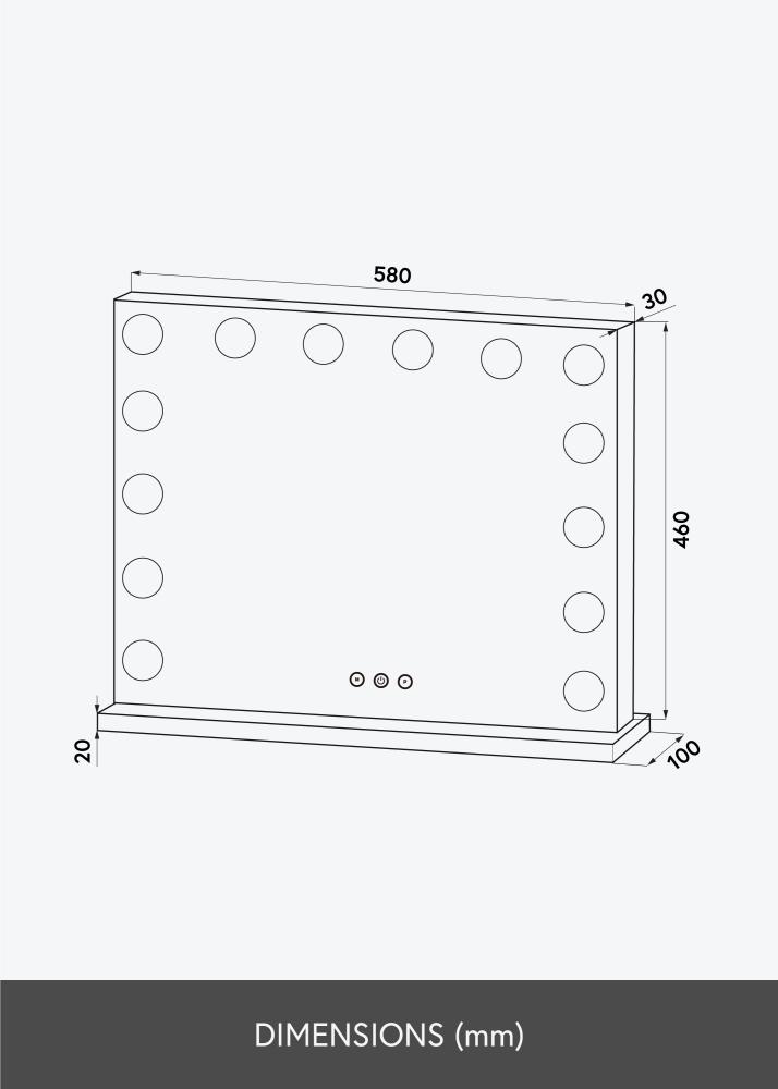 KAILA KAILA Make-up spiegel Base LED 14 Zwart 56x46 cm