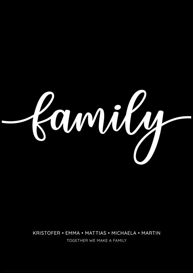 Personlig poster Family - Black