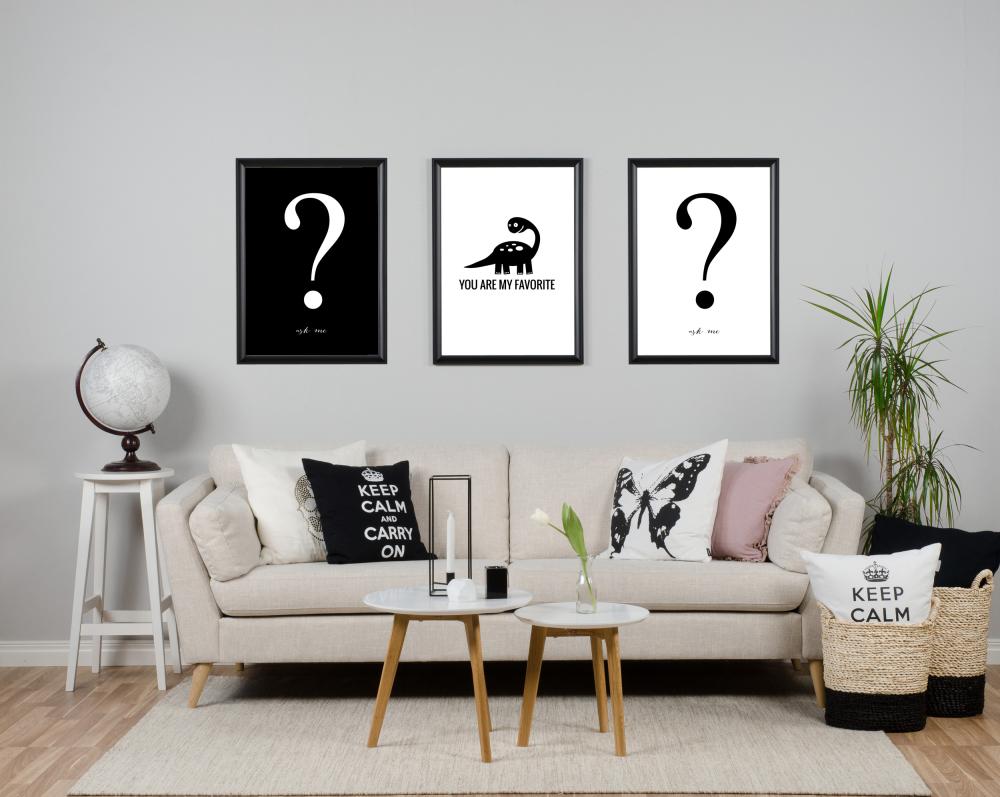 Bildverkstad Ask me - Zwart met witte print Poster