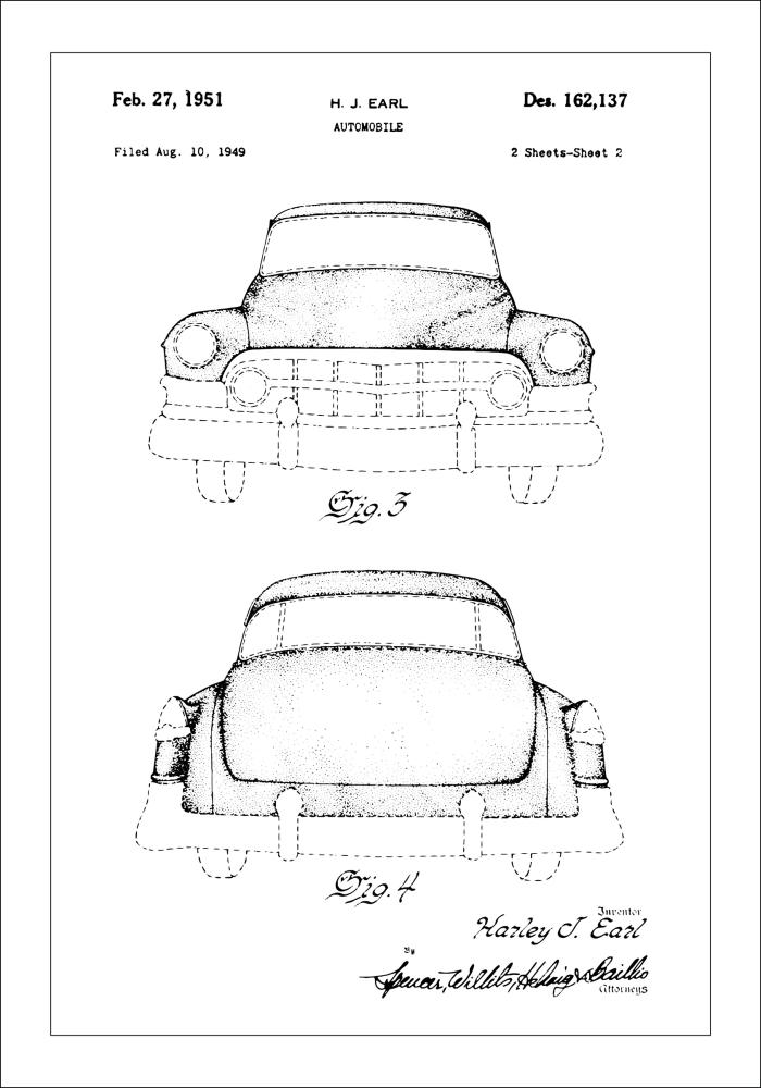 Bildverkstad Patenttekening - Cadillac I Poster