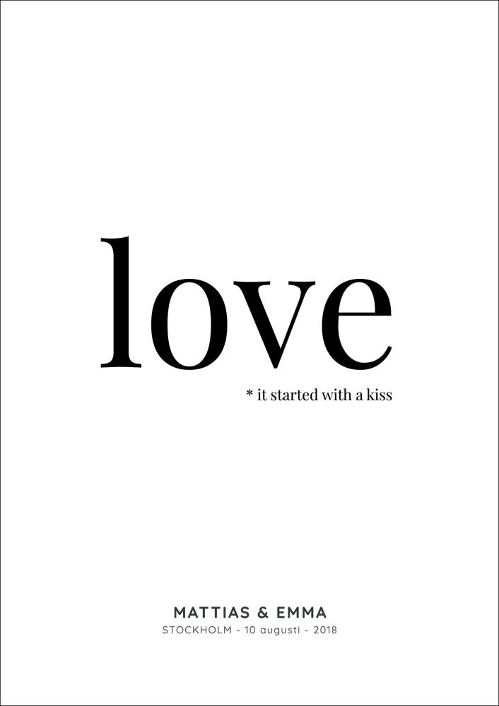 Personlig poster Love - White