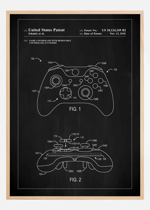 Bildverkstad Patent Print - Game Controller III - Black Poster