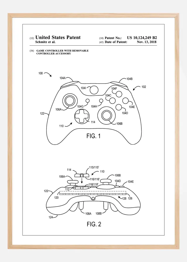 Bildverkstad Patent Print - Game Controller III - White Poster