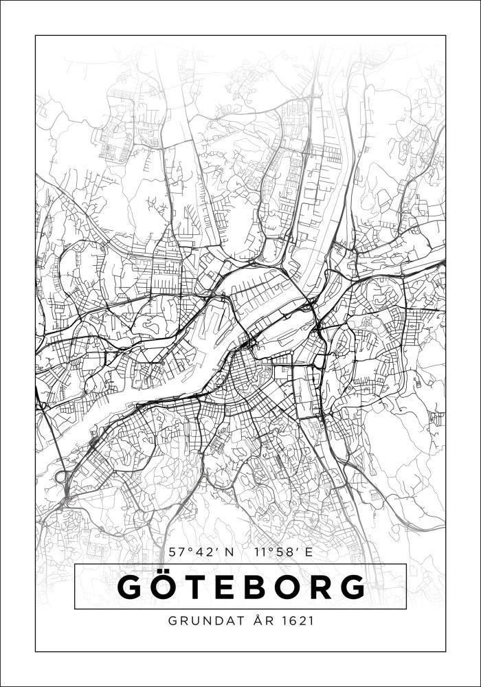 Bildverkstad Map - Göteborg - White Poster