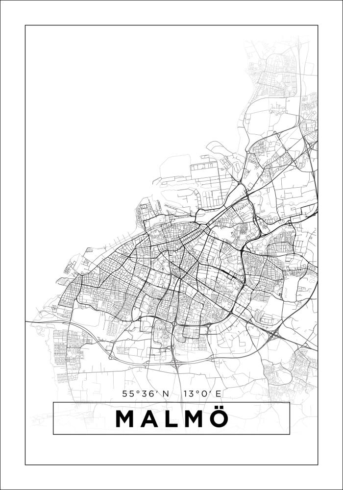 Bildverkstad Map - Malmö - White Poster