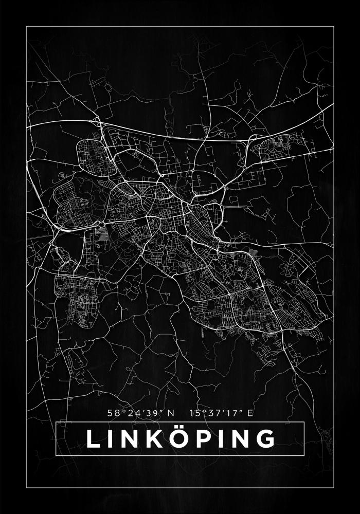 Bildverkstad Map - Linköping - Black Poster