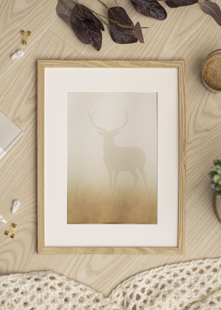 Ram med passepartou Fotolijst Trendy Eiken 45x60 cm - Passe-partout Wit 12x18 inches