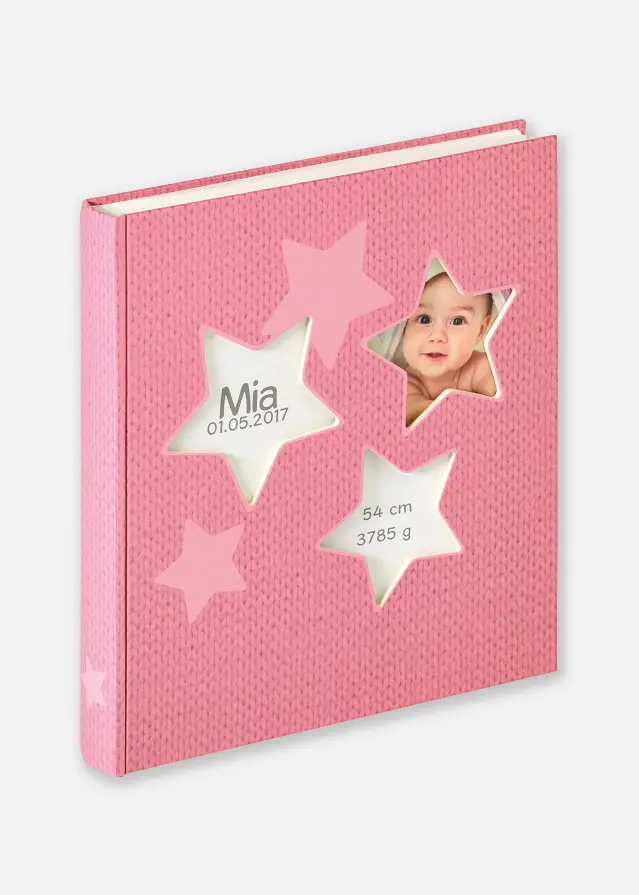 Walther Estrella Babyalbum Roze - 28x30,5 cm (50 Witte zijden / 25 bladen)