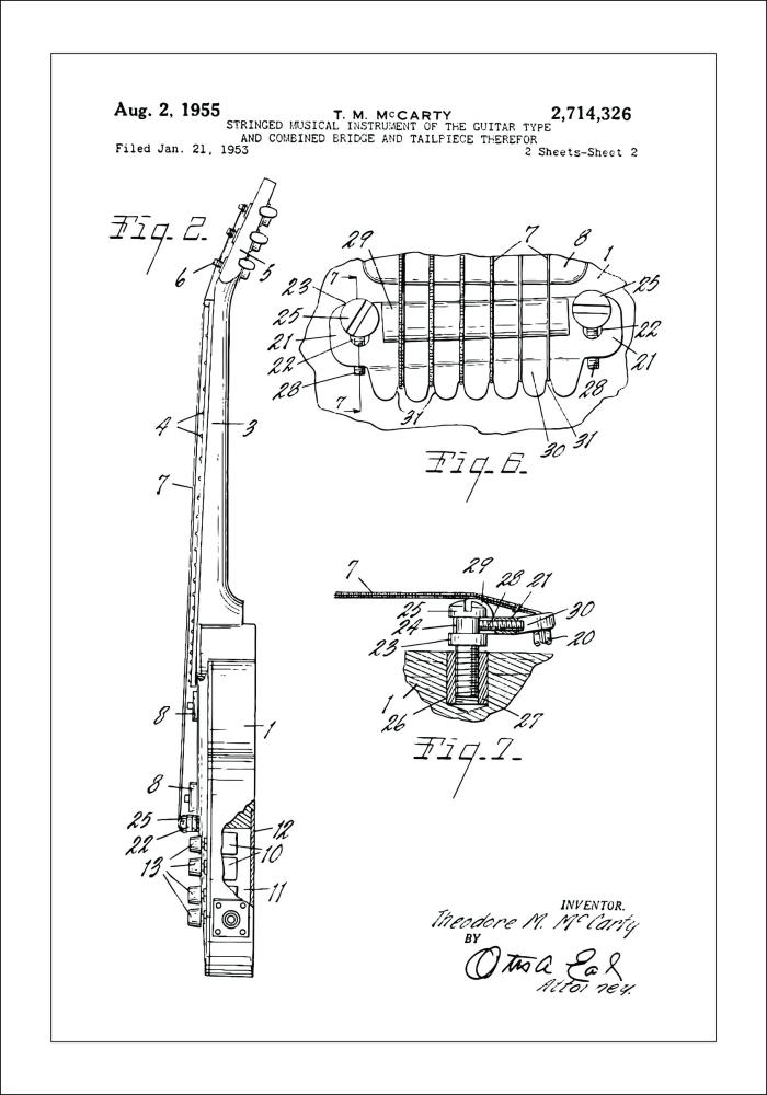 Bildverkstad Patenttekening - Elektrische gitaar II Poster