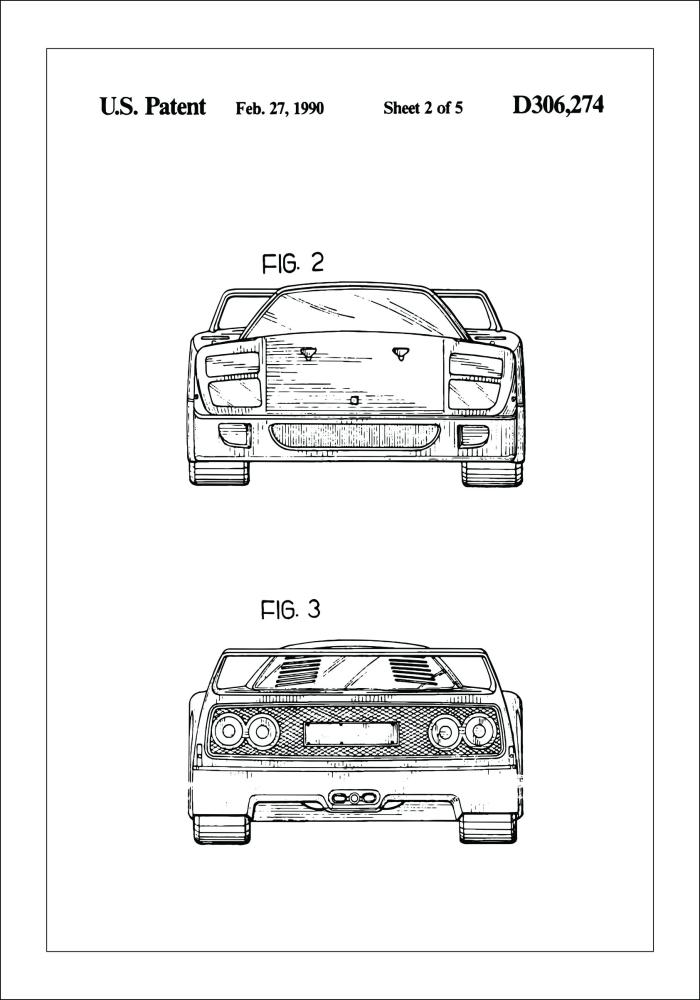 Bildverkstad Patenttekening - Ferrari F40 III Poster