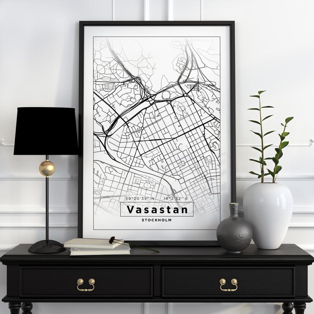 Bildverkstad Map - Vasastan - White Poster