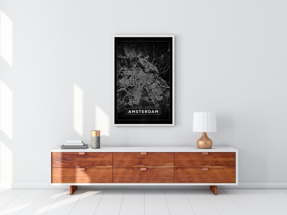 Bildverkstad Map - Amsterdam - Black Poster