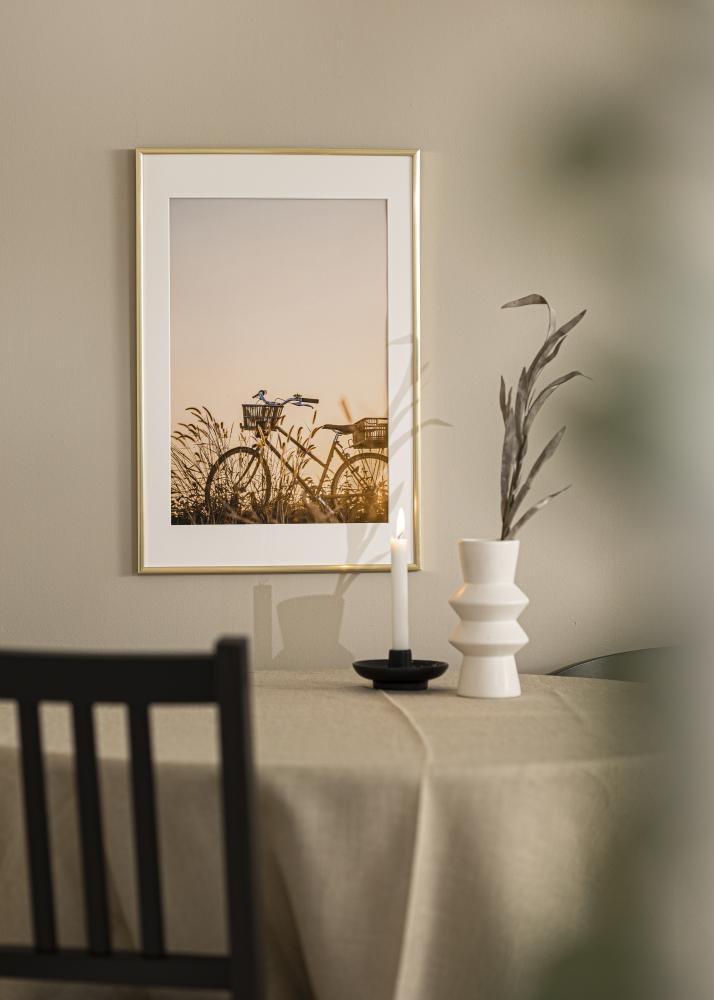 Ram med passepartou Fotolijst New Lifestyle Shiny Gold 50x70 cm - Passe-partout Wit 42x59,4 cm (A2)